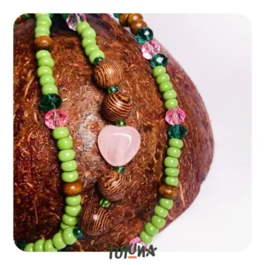 Guia Cabocla de Oxóssi / Oxum com quartzo rosa